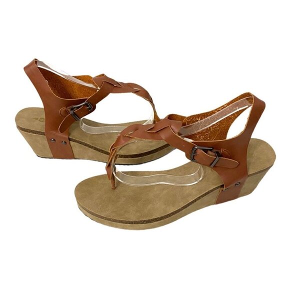 Jolimal Boho Leather Braided Cognac Wedge Sandals, Size 10 - Picture 5 of 13